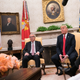 President Donald Trump meets with president of the European Commission, Jean-Claude Juncker, in the Oval Office at the White House July 25, 2018 in Washington, DC.